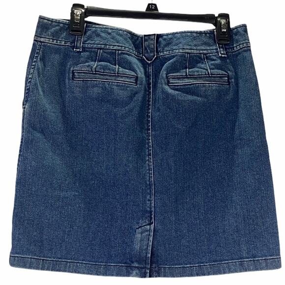 Ann Taylor LOFT Blue Denim Miniskirt Pockets Belt Loops Size 4 - Picture 2 of 10